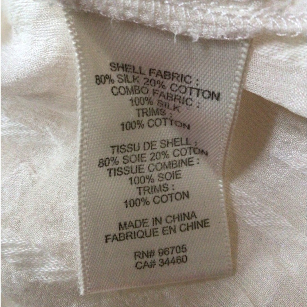 REBECCA TAYLOR Cream Silk Double Tie Neck Blouse, 0 - Picture 6 of 6